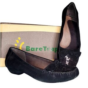 Bare Traps Irene Black Suede Sequins 8M Womens Shoes Slip On Flat NEW